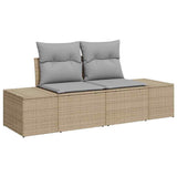 vidaXL Tuinbank Set met kussen met opslag 9 pcs Zwart poly rattan
