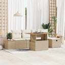 vidaXL Tuinbank Set met kussen met opslag 6 pcs Zwart poly rattan