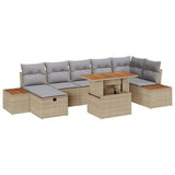 vidaXL Tuinbank Set met kussen met opslag 8 pcs Zwart poly rattan