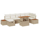 vidaXL Tuinbank Set met kussen met opslag 8 pcs Zwart poly rattan