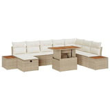 vidaXL Tuinbank Set met kussen met opslag 9 pcs Zwart poly rattan