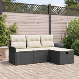 vidaXL Tuinbank Set met kussen met opslag 4 pcs Poly rattan