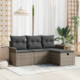 vidaXL Tuinbank Set met kussen met opslag 4 pcs Poly rattan