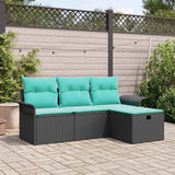 vidaXL Tuinbank Set met kussen met opslag 4 pcs Poly rattan