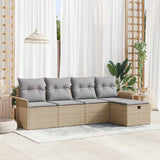 vidaXL Tuinbank Set met kussen met opslag 5 pcs Zwart Poly rattan