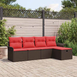 vidaXL Garden Sofa Set with Cushion Storage 5 pcs Poly Rattan