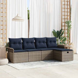vidaXL Garden Sofa Set with Cushion Storage 5 pcs Poly Rattan