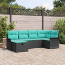 vidaXL Tuinbank Set met kussen met opslag 6 pcs Poly rattan