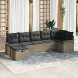 vidaXL Tuinbank Set met kussen met opslag 7 pcs Zwart Poly rattan