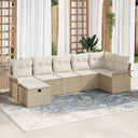 vidaXL Tuinbank Set met kussen met opslag 7 pcs Zwart Poly rattan