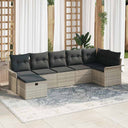 vidaXL Tuinbank Set met kussen met opslag 7 pcs Zwart Poly rattan