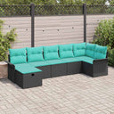 vidaXL Tuinbank Set met kussen met opslag 7 pcs Bruin Poly rattan