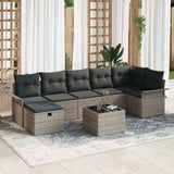 vidaXL Tuinbank Set met kussen met opslag 7 pcs Zwart Poly rattan