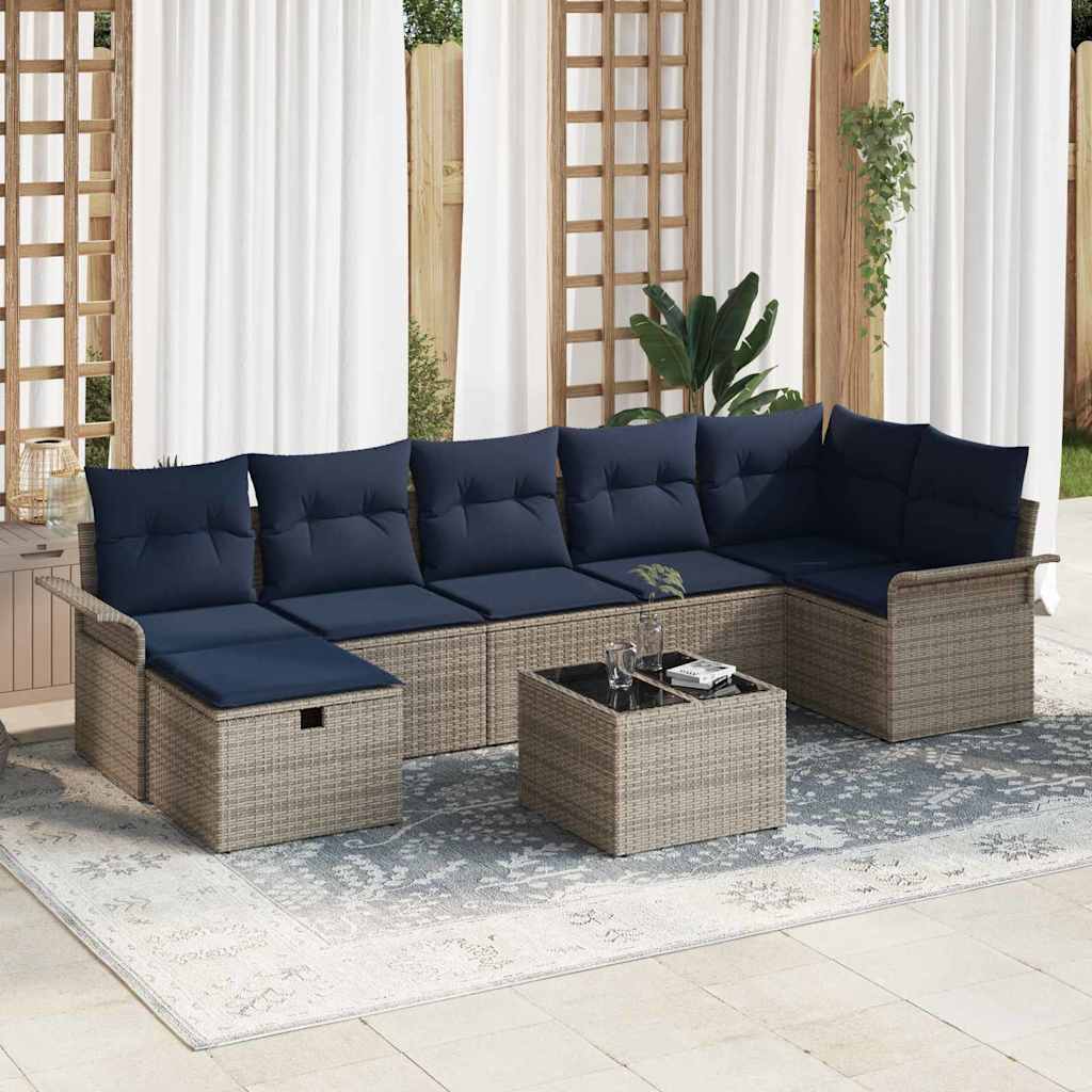 vidaXL Tuinbank Set met kussen met opslag 7 pcs Bruin Poly rattan