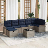 vidaXL Tuinbank Set met kussen met opslag 7 pcs Bruin Poly rattan