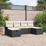 vidaXL Tuinbank Set met kussen met opslag 6 pcs Poly rattan