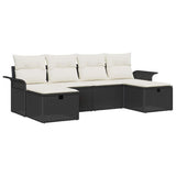 vidaXL Tuinbank Set met kussen met opslag 6 pcs Poly rattan
