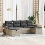 vidaXL Tuinbank Set met kussen met opslag 6 pcs Poly rattan