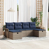 vidaXL Tuinbank Set met kussen met opslag 6 pcs Poly rattan