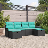 vidaXL Tuinbank Set met kussen met opslag 6 pcs Poly rattan