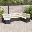 vidaXL Tuinbank Set met kussen met opslag 8 pcs Zwart Poly rattan