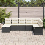 vidaXL Tuinbank Set met kussen met opslag 8 pcs Zwart Poly rattan