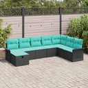 vidaXL Tuinbank Set met kussen met opslag 8 pcs Poly rattan