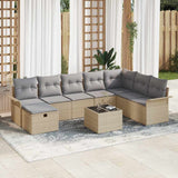 vidaXL Tuinbank Set met kussen met opslag 8 pcs Zwart Poly rattan