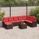 vidaXL Tuinbank Set met kussen met opslag 8 pcs Poly rattan