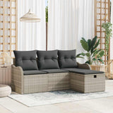 vidaXL Tuinbank Set met kussen met opslag 4 pcs Poly rattan