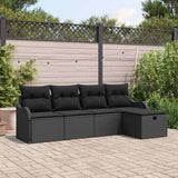 vidaXL Tuinbank Set met kussen met opslag 5 pcs Zwart Poly rattan
