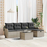 vidaXL Tuinbank Set met kussen met opslag 5 pcs Zwart Poly rattan