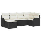 vidaXL Tuinbank Set met kussen met opslag 6 pcs Zwart Poly rattan