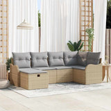 vidaXL Tuinbank Set met kussen met opslag 6 pcs Zwart Poly rattan
