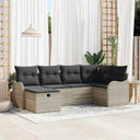 vidaXL Tuinbank Set met kussen met opslag 6 pcs Zwart Poly rattan