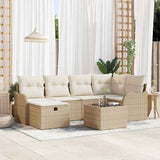 vidaXL Tuinbank Set met kussen met opslag 6 pcs Zwart Poly rattan