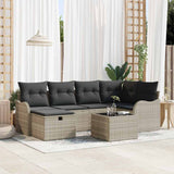 vidaXL Tuinbank Set met kussen met opslag 6 pcs Zwart Poly rattan