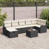 vidaXL Tuinbank Set met kussen met opslag 7 pcs Zwart Poly rattan