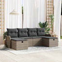 vidaXL Tuinbank Set met kussen met opslag 6 pcs Zwart Poly rattan