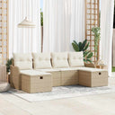 vidaXL Tuinbank Set met kussen met opslag 6 pcs Zwart Poly rattan