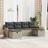 vidaXL Tuinbank Set met kussen met opslag 6 pcs Zwart Poly rattan