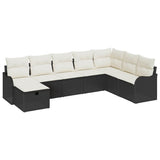 vidaXL Tuinbank Set met kussen met opslag 8 pcs Zwart Poly rattan