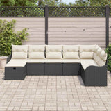 vidaXL Tuinbank Set met kussen met opslag 8 pcs Zwart Poly rattan