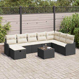 vidaXL Tuinbank Set met kussen met opslag 8 pcs Zwart Poly rattan