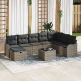 vidaXL Tuinbank Set met kussen met opslag 8 pcs Zwart Poly rattan