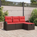 vidaXL Tuinbank Set met kussen met opslag 4 pcs Bruin poly rattan