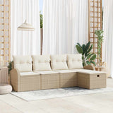 vidaXL Tuinbank Set met kussen met opslag 5 pcs Zwart Poly rattan