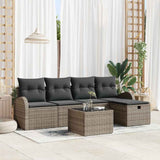 vidaXL Tuinbank Set met kussen met opslag 5 pcs Zwart Poly rattan