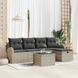 vidaXL Tuinbank Set met kussen met opslag 5 pcs Zwart Poly rattan
