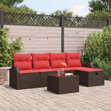 vidaXL Tuinbank Set met kussen met opslag 5 pcs Bruin poly rattan